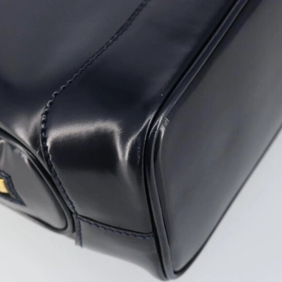 GUCCI Bamboo Shoulder Bag Patent leather Navy Gold - Picture 12 of 16